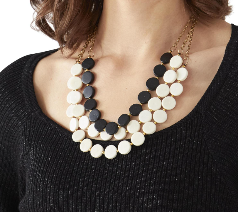 Black & White Three Strand Necklace