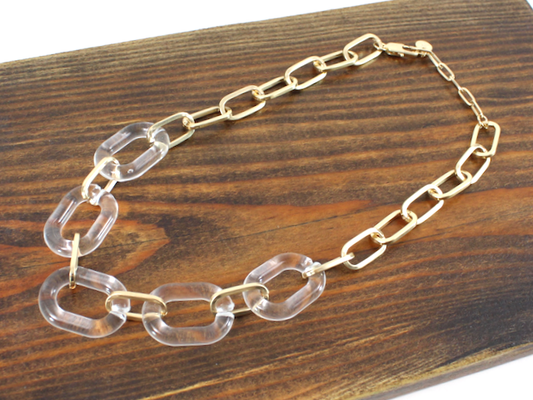 Gold Chain & Clear Beads