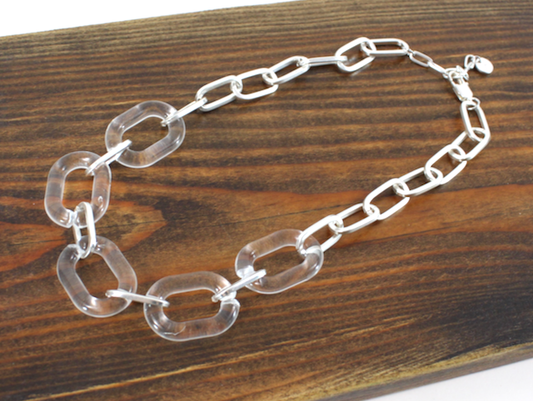 Silver & Clear Acrylic Necklace