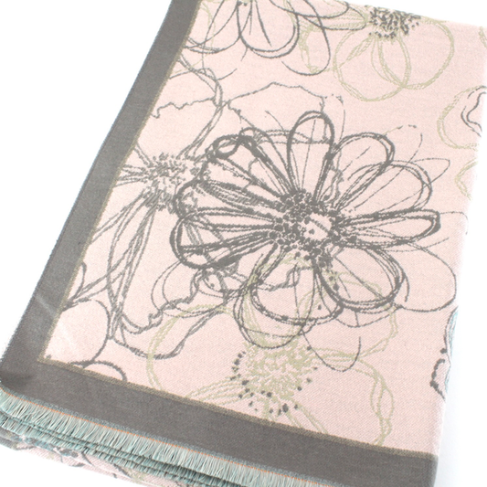 Pink/Taupe Flower Scarf