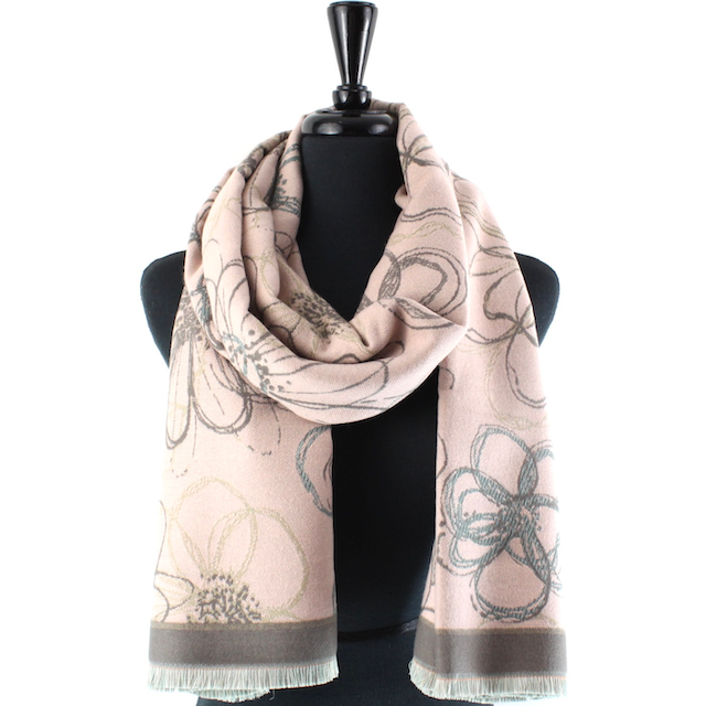 Pink/Taupe Flower Scarf