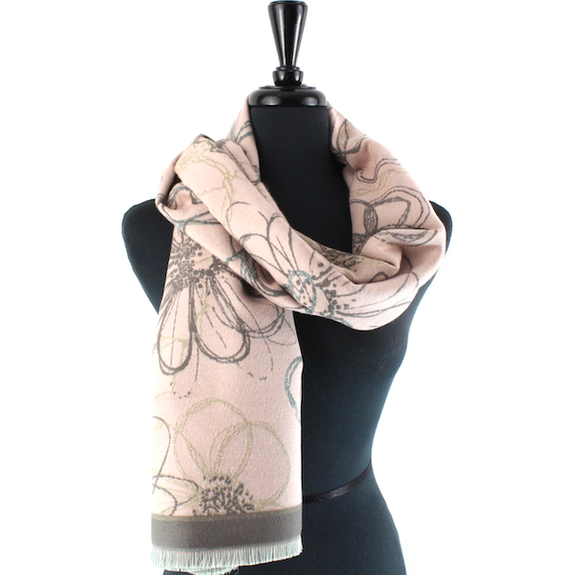 Pink/Taupe Flower Scarf