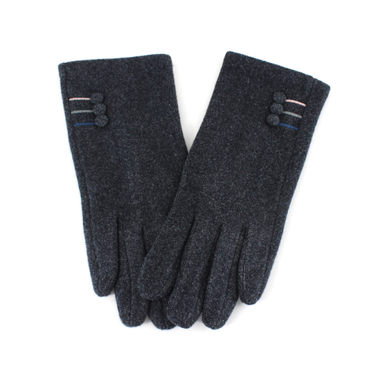 Charcoal Gloves 3 button detail