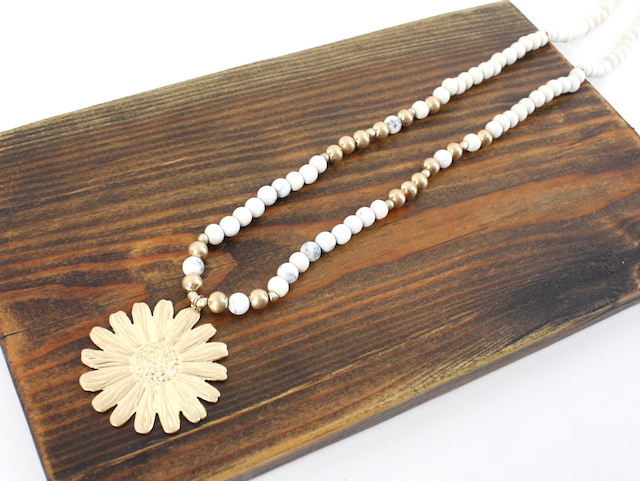 Ivory & Gold Sunflower Pendant Necklace