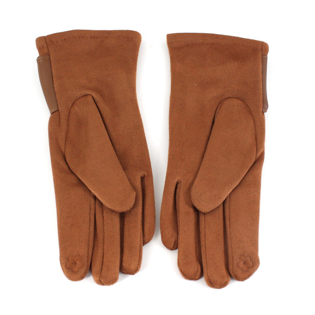 Gloves with Faux Leather & Suede Trim
