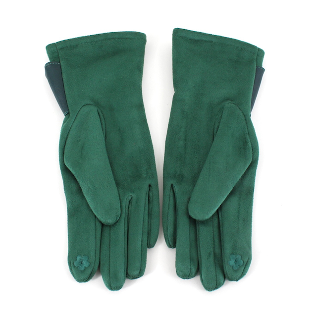Gloves with Faux Leather & Suede Trim