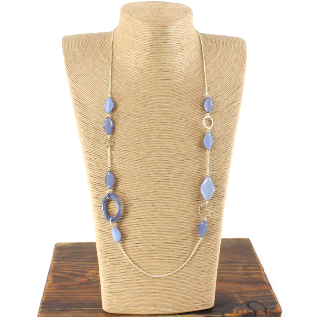 Mixed Polyresin Geo Bead/Ring Necklace