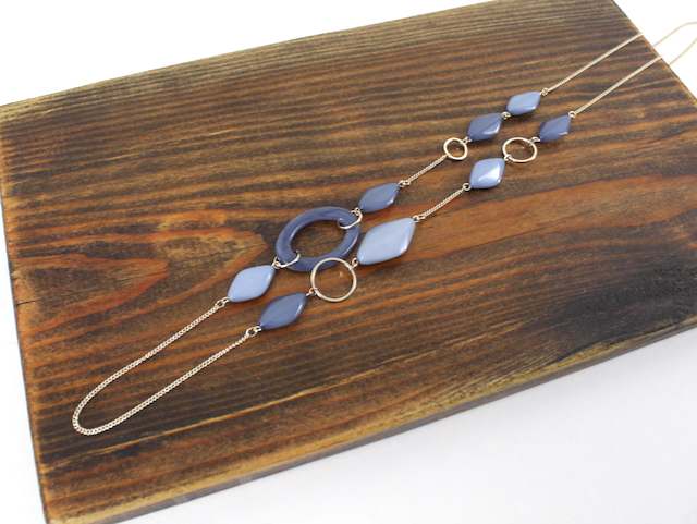Mixed Polyresin Geo Bead/Ring Necklace