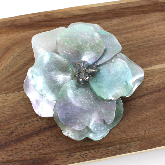 Teal & Purple Flower Brooch