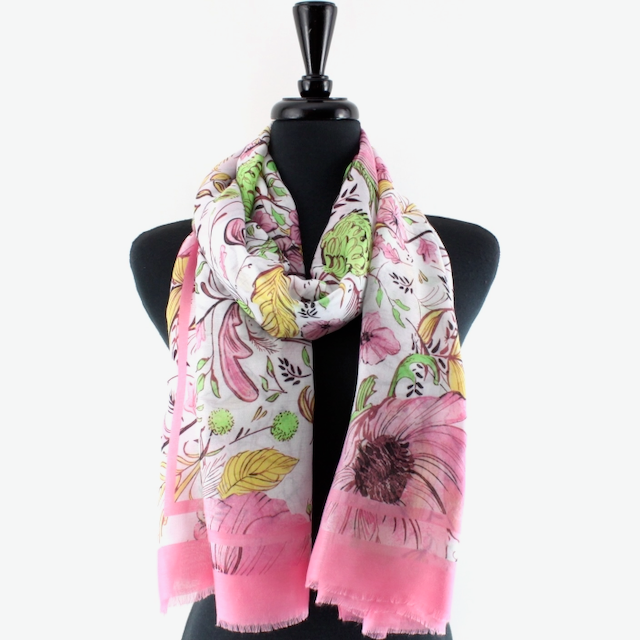 Pink Floral Scarf