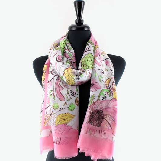 Pink Floral Scarf
