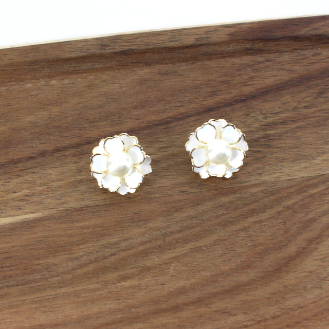 Floral Stud Earrings - Black or White