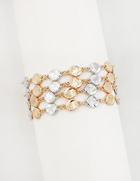 Mixed Metal Disc Bracelet