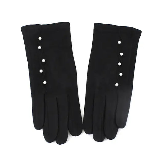 Black Gloves with Pearls