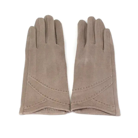 Khaki Gloves with stitch detail