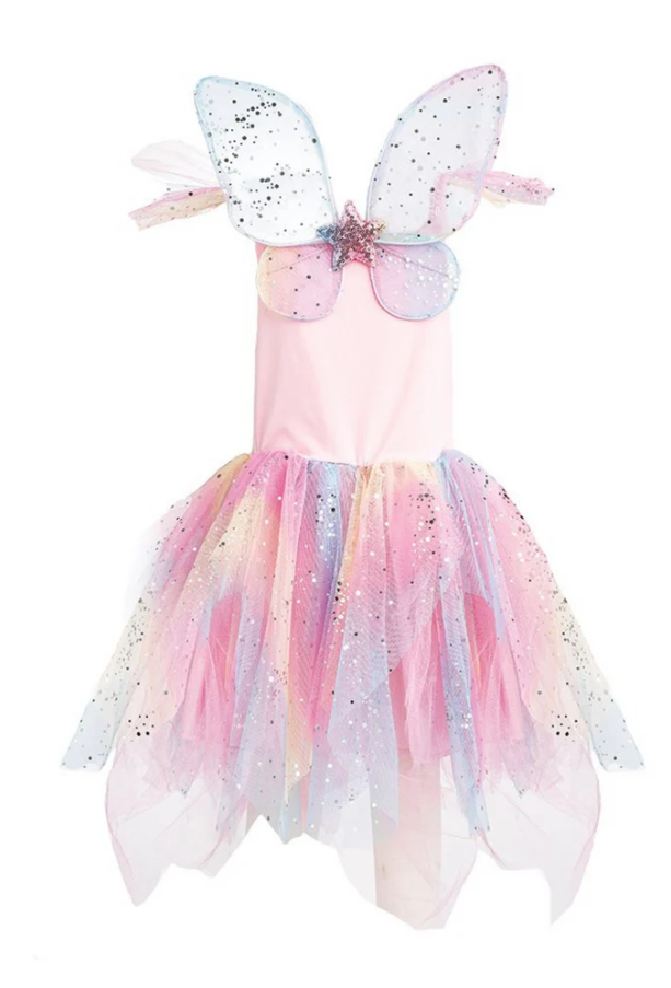 Rainbow Fairty Dress & Wings - size 3-4