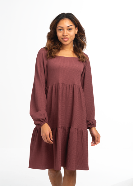 Swing Dress Waffle Weave  Long Sleeve
