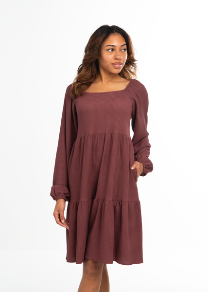 Swing Dress Waffle Weave  Long Sleeve
