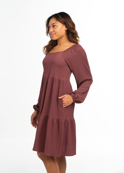 Swing Dress Waffle Weave  Long Sleeve