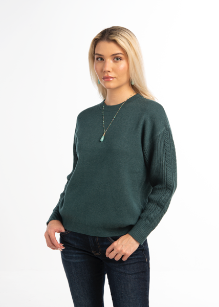 Sweater with Cable Knit Sleeves