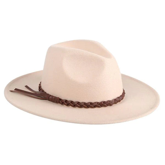 Debbie Braided Trim Wide Brim Fedora Hat
