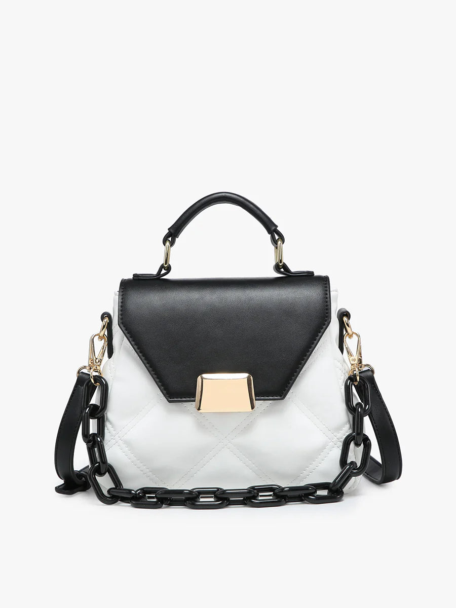 Ollie Vegan Quilted Crossbody - Black/White