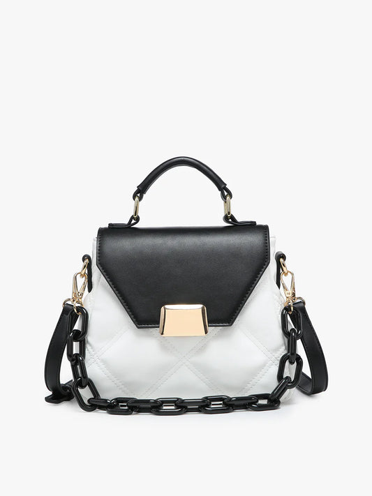 Ollie Vegan Quilted Crossbody - Black/White