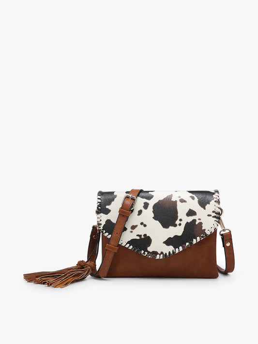 Sloane Crossbody Purse - Cow-White