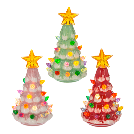 LED Light Up Retro Ceramic Trees