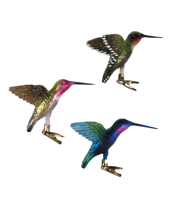 Hummingbird Clip-On Glass Ornaments -Assorted