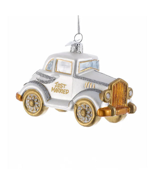 Wedding Car Glass Ornament