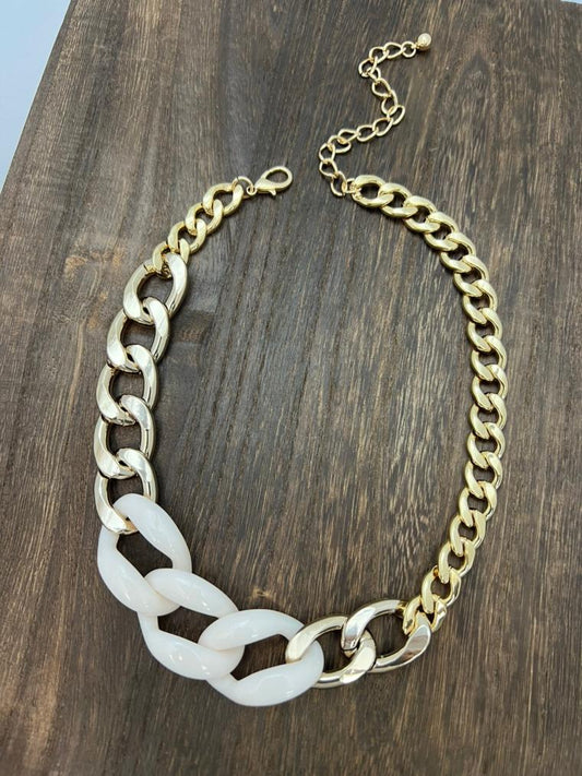 Gold & White Necklace