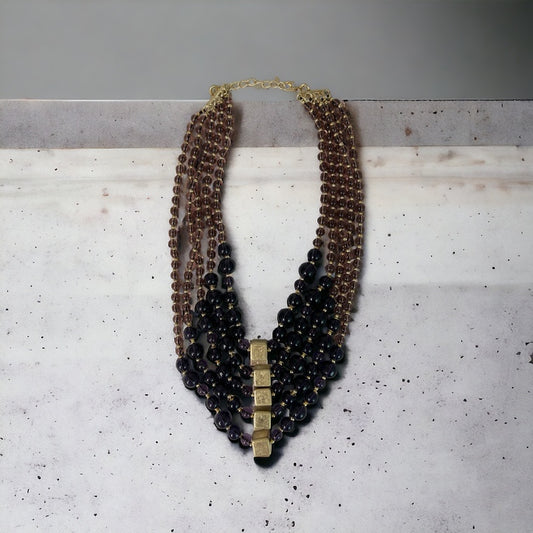 Purple & Gold Square Necklace