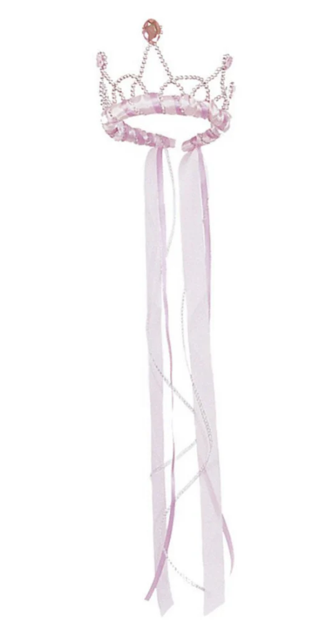 Ribbon Tiara with Crown - Pink