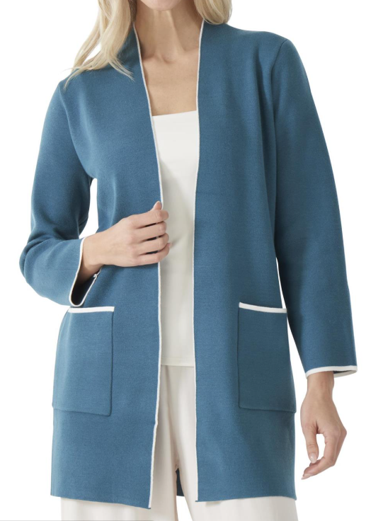 Teal Blue Open Cardigan Sweater